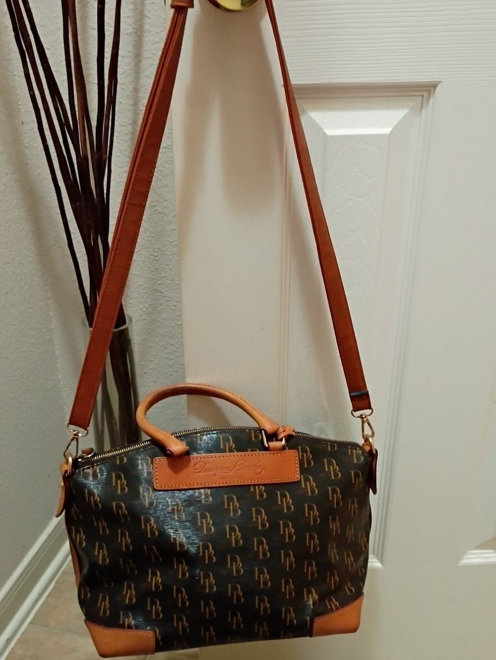 Dooney & Bourke Brown & Tan Signature Crossbody Satchel